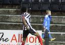 Steve Yawson celebrates after scoring the opening goal: Match report and photographs by Richard Edmondson