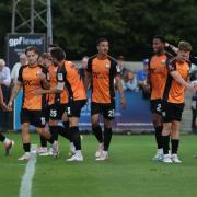 Barnet celebrate at Wealdstone Image: Jon Taffel