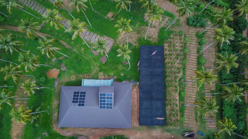 overview of a small farm with solar panels in sri lanka