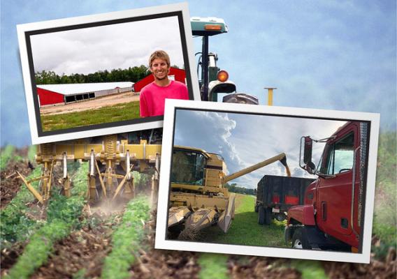 A snapshot of new and beginning farmer Hank Huffman, with new poultry houses and during harvest season