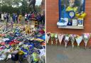 Tributes to rugby legend Rob Burrow have been placed at Headingley Stadium, including some from Warrington Wolves fans