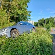 A suspected drug driver has been arrested after crashing into a bush