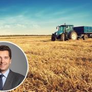 Farmland and, inset, Edward Timpson MP