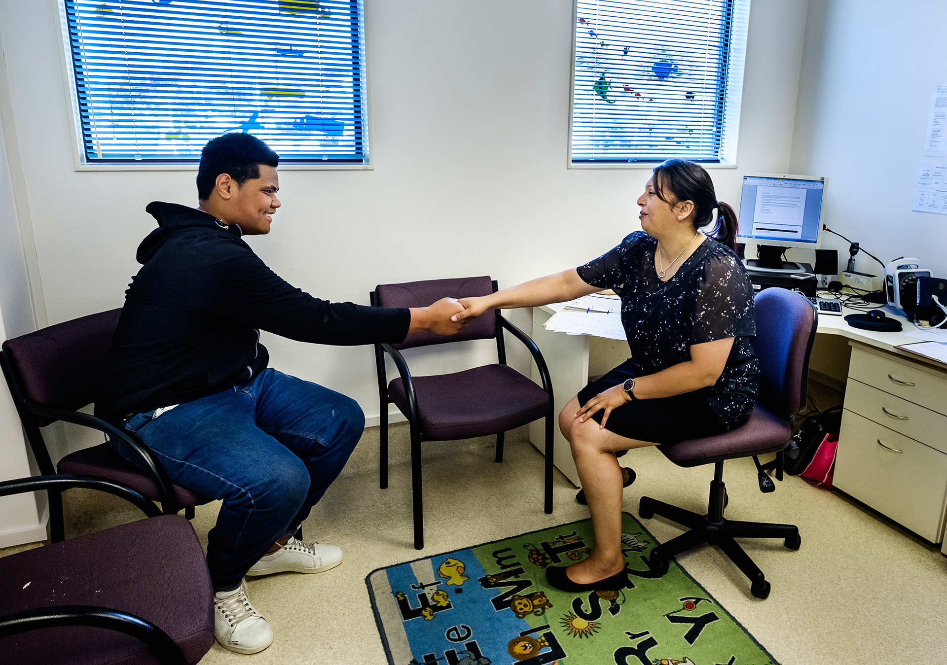 A rheumatic fever patient consults with a dentist at the Manukau Superclinic in South Auckland.
