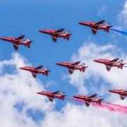 FLY OVER: The RAF Red Arrows will be flying over Worcestershire on way to Midlands Airs Festival.