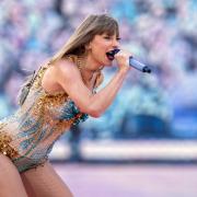 Taylor Swift performs on stage during her Eras Tour at the Murrayfield Stadium in Edinburgh