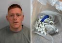 Andrew Morton and drug wraps discovered in a North Yorkshire 'trap house'. Picture: North Yorkshire Police