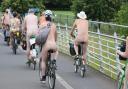 Dozens of naked cyclists set off from Millennium Bridge on a seven-mile ride through the city on Saturday