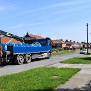 A lorry using Fifth Avenue close to the Derwenthorpe development today (May 8)