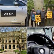 Uber has been granted a licence to operate in York, despite opposition from York taxi drivers, top right