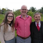 John Moroney, pictured with Cllr Baxter (left) and Cllr Pavlovic (right)