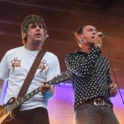 Shed Seven's Paul Banks and Rick Witter on stage in Museum Gardens