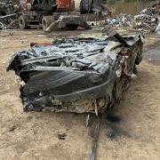 The Subaru Forester spotted near Tockwith after it had been crushed