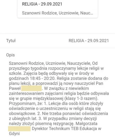 fevo - W gdyńskim technikum z 20 klas uzbierano tylu chętnych na religię, że zmieszcz...