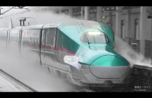 Pociągi Shinkansen przejeżdżają na śniegu z prędkością 320 km na godzinę