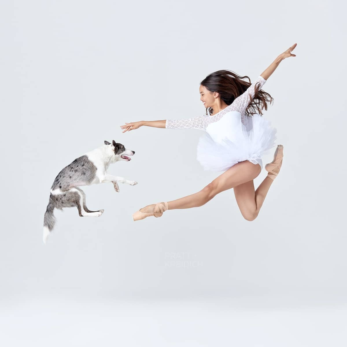 Kelly Pratt Kreidich and Ian Kreidich’s “Dancers & Dogs” pairs professional dancers with their charming pooches.
Adorable Photos of Dancers and Their Dogs