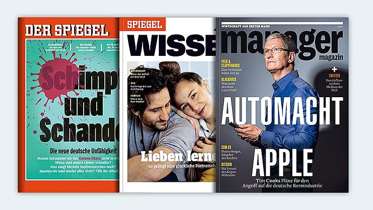 Titelblätter des SPIEGEL Verlags