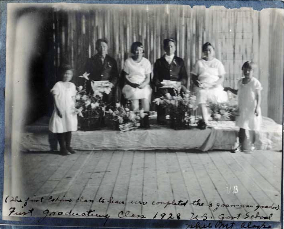 White Mountain Industrial School's first graduating class is seen in a 1928 photo. (Alaska State Libraries collection)