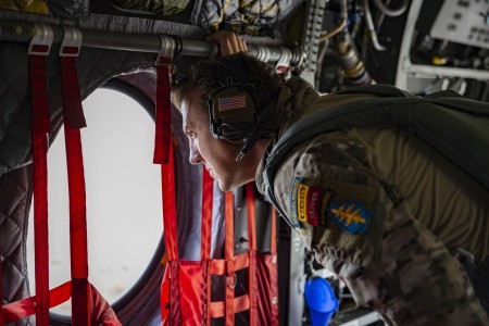 U.S. and international paratroopers participate in the International Airborne Leapfest Competition in Exeter, R.I., Aug. 5, 2023. Leapfest is the largest and longest-running international static line parachute training event.