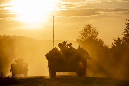 A convoy of U.S. Army Soldiers and vehicles from 1st Battalion of the 4th Infantry Regiment, playing the role of opposition forces, rolls through a training village with various armored vehicles during Saber Junction 23 at the Joint Multinational Readiness Center near Hohenfels, Germany, Sept. 13, 2023. U.S. and multinational soldiers play the role of enemy forces during the exercise to provide integrated, total force training for combat readiness.

Saber Junction 23 is an annual U.S. Army exercise with NATO allies and partners including 4,000 participants from 16 different countries training together from Aug. 28 to Sept. 23, 2023. The primary training audience for the exercise is the 2nd Cavalry Regiment, a U.S. Army Stryker Brigade Combat Team based in Germany. While U.S.-led, this exercise will develop and enhance NATO allies and partners’ interoperability and readiness.