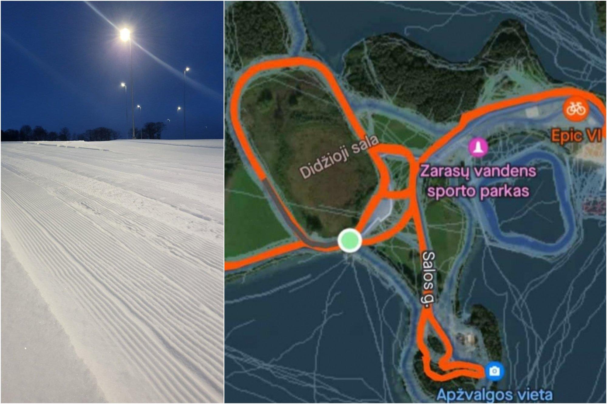 Zaraso ežero saloje įrengta slidinėjimo trasa