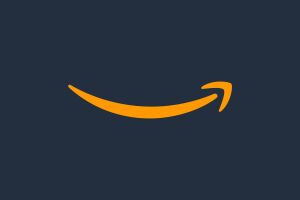 Amazon smile logo on squid ink background