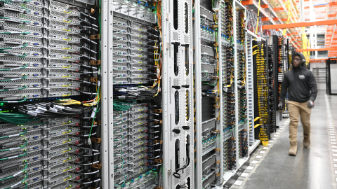 A photo of the inside of an AWS data center.