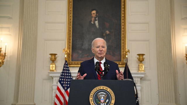 President Biden speaks during a meeting of his Competition Council in the State Dining Room of the White House in Washington, DC, on March 5, 2024. 