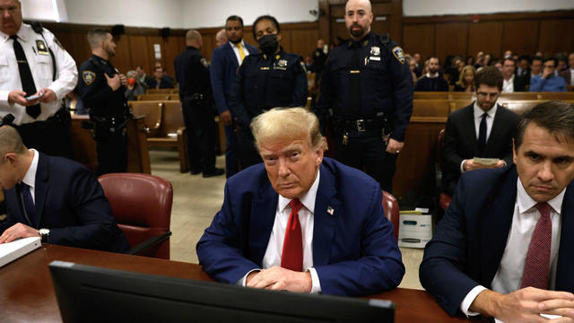 Former President Donald Trump attends his trial at Manhattan Criminal Court on May 6, 2024, in New York City. 