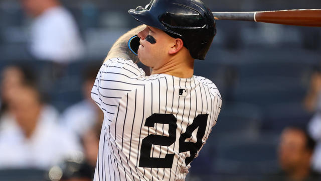 Alex Verdugo #24 of the New York Yankees hits a 3 run home run in the first inning of the game against the Houston Astros on May 7, 2024 at Yankee Stadium in the Bronx, New York. 