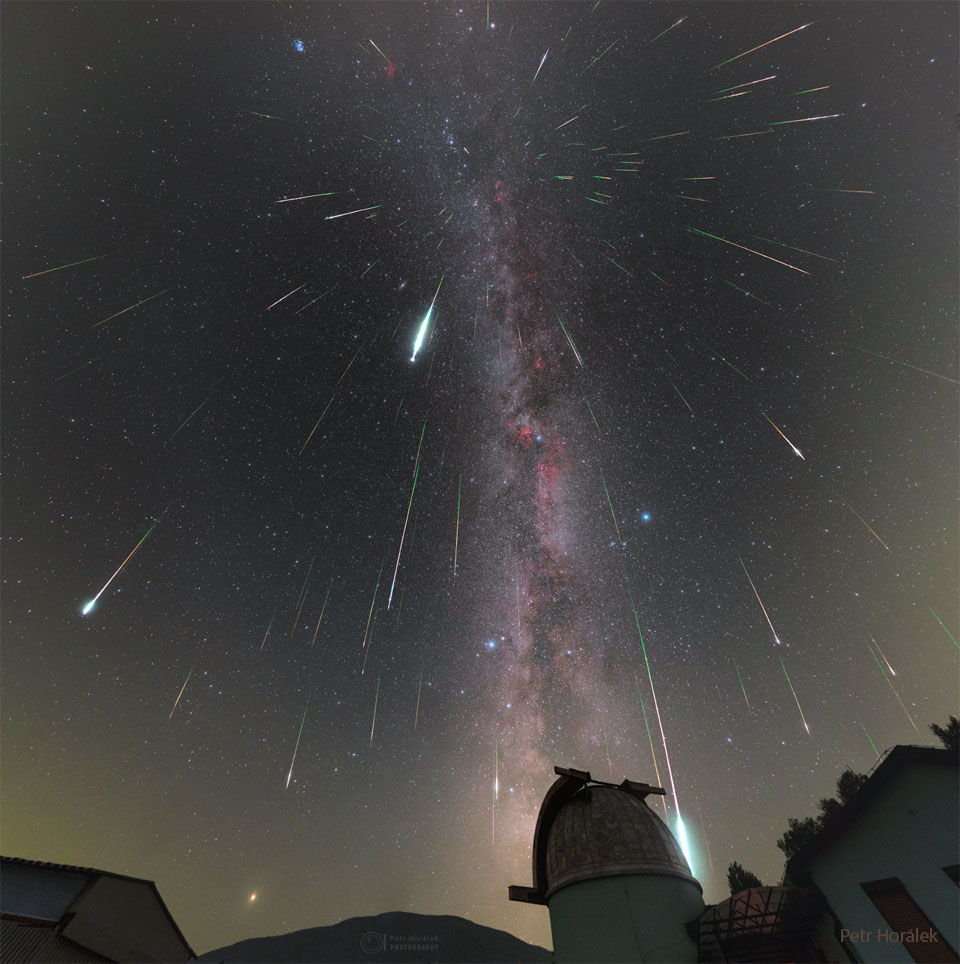 A sky full of falling meteors.