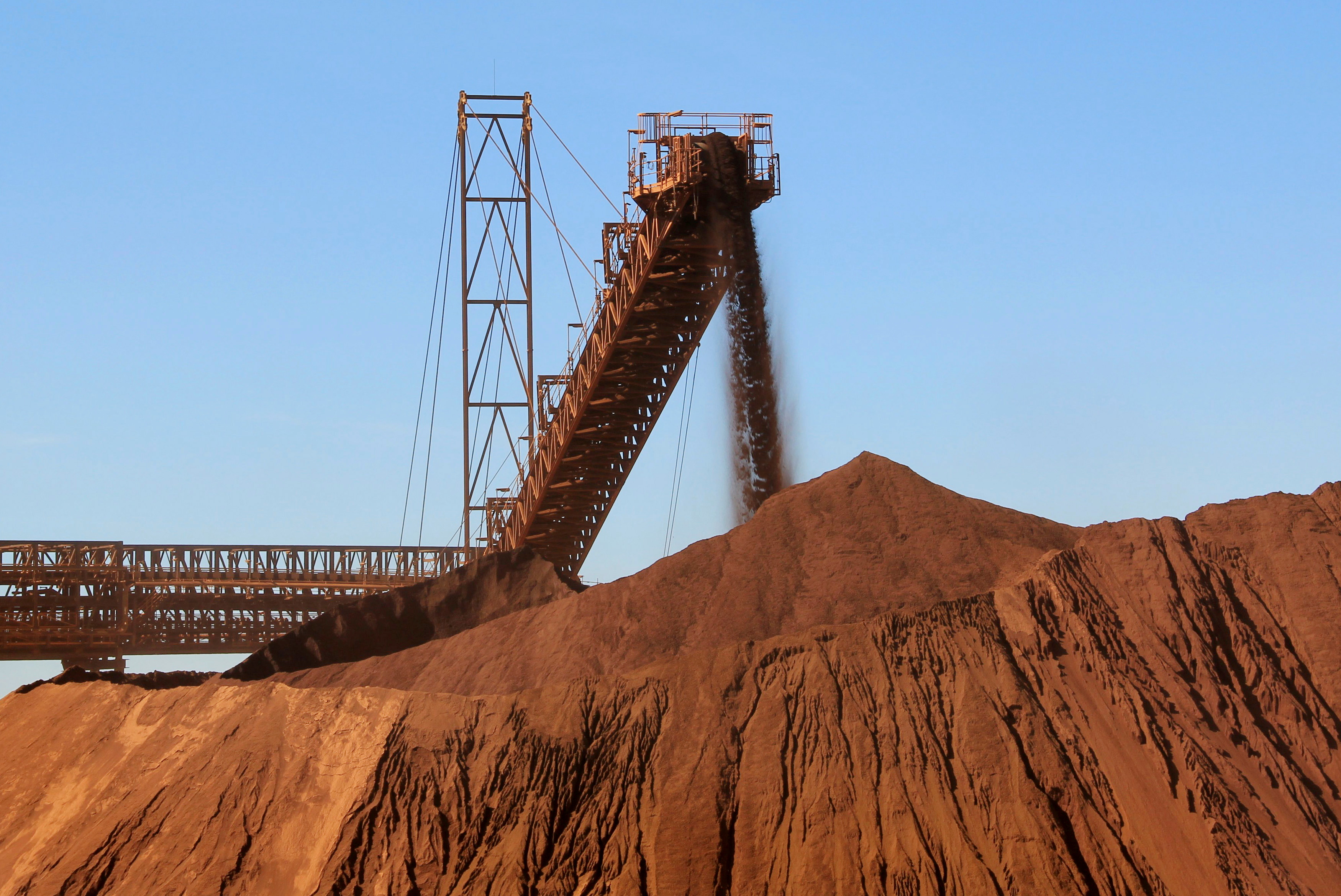 iron ore is loaded into a pile at Fortescue Metals  mine