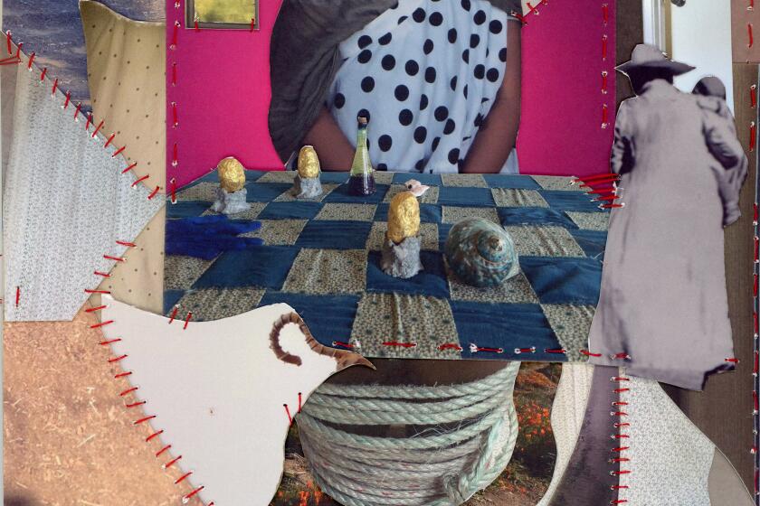 Title: Visitation, 2024 Photo-Collage and thread (Artwork by Amanda Maciel Antunes / For The Times)