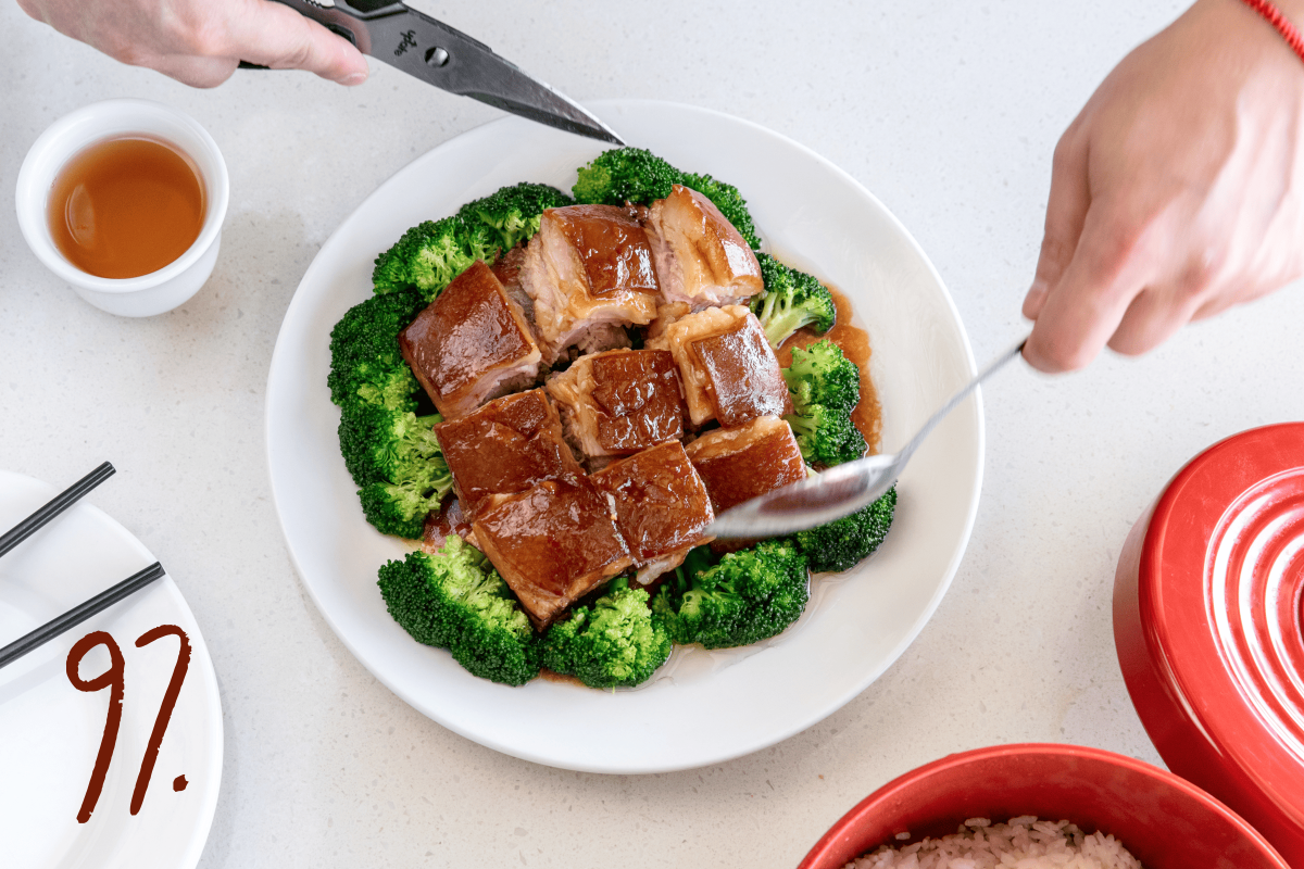 #97: Cubes of pork belly with broccoli