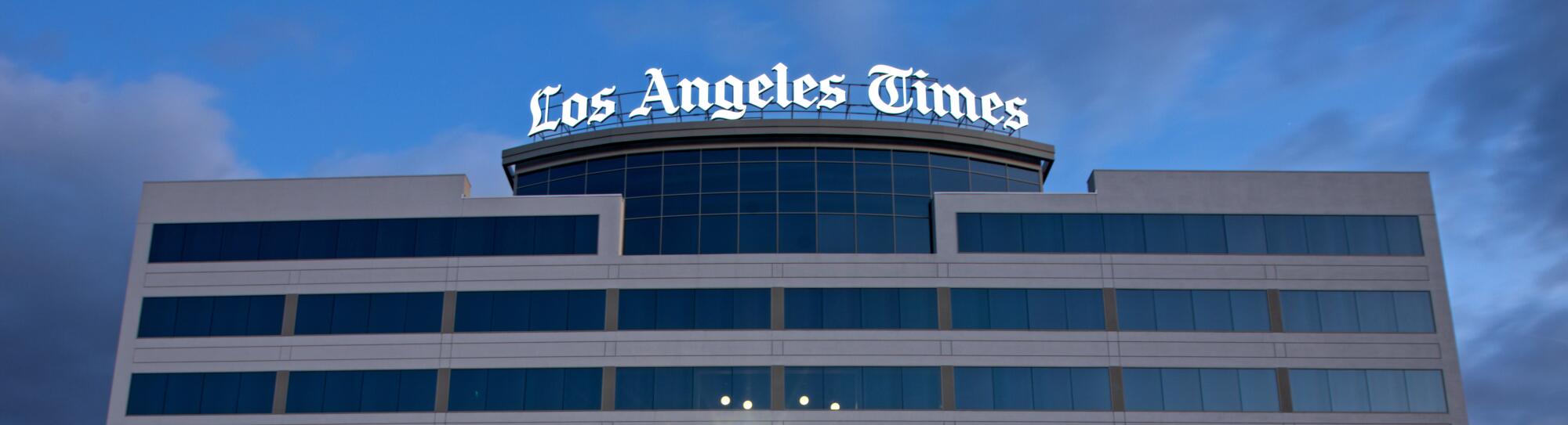 The Los Angeles Times building and newsroom along Imperial Highway on Friday, April 17, 2020 in El Segundo, CA