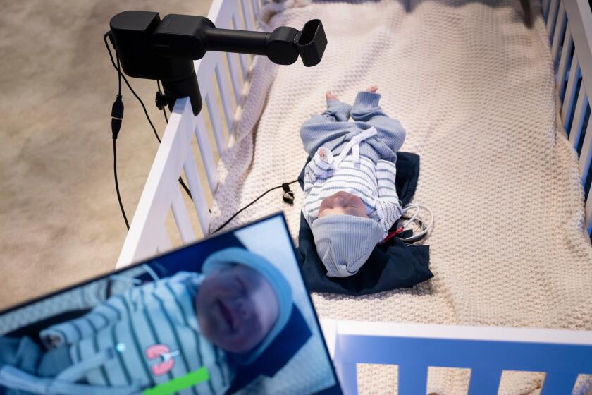 A baby monitor from Hubdic is seen at the Las Vegas Convention Center during the Consumer Electronics Show January 10, 2024, in Las Vegas, Nevada. (Photo by Brendan Smialowski / AFP) (Photo by BRENDAN SMIALOWSKI/AFP via Getty Images)