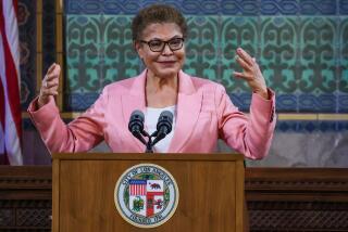 Los Angeles, CA, Monday, April 15, 2024 - LA Mayor Karen Bass delivers her second State of the City Address at City Hall. (Robert Gauthier/Los Angeles Times)
