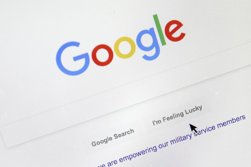 FILE - A cursor moves over Google's search engine page, Aug. 28, 2018, in Portland, Ore. Good news for all the password-haters out there: Google has taken a big step toward making them an afterthought by adding “passkeys” as a more straightforward and secure way to log into its services. (AP Photo/Don Ryan, File)