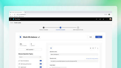  A work-life balance template being customized in Viva Pulse 