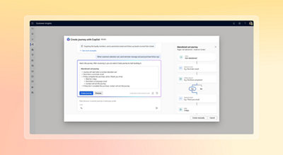 A dialog box showing example to create journey with copilot