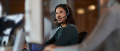 A person wearing a headset