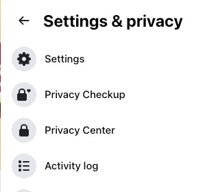 To clear your Facebook activity log, go to the Settings & privacy menu and select Activity log.