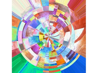 Colorful abstract painting composition, illustration, futurism, futurist, art movement, arts and entertainment