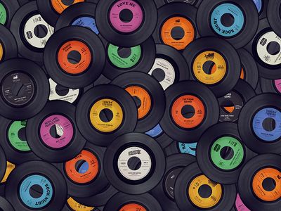 Scattered vinyl records 45s. (music)