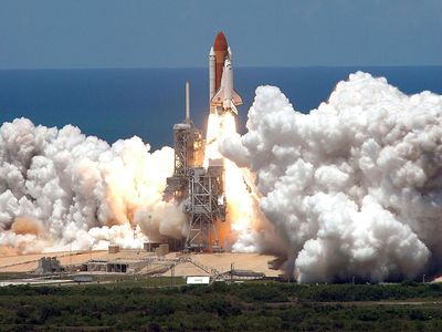 July, 2006, Launch of Space Shuttle Discovery STS-121. See attached for full caption information.