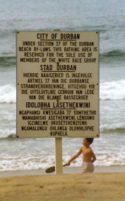 racially restricted beach in apartheid-era South Africa