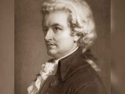 Wolfgang Amadeus Mozart portrait. Austrian composer. (Johann Chrysostom Wolfgang Amadeus Mozart)