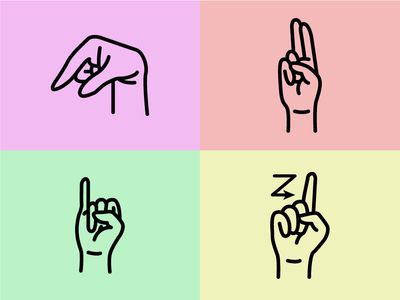 Thumbnail for the American Sign Language (ASL) quiz. The letters q-u-i-z, spelling out "quiz."