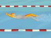 Watch how the swimmer maintains a strong flutter kick with a steady head while performing the backstroke