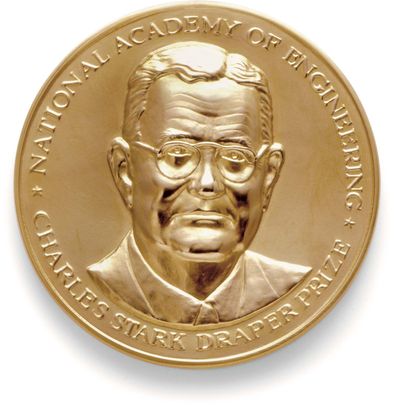 Obverse side of the gold medal given to the winner of the Charles Stark Draper Prize, awarded annually by the U.S. National Academy of Engineering.